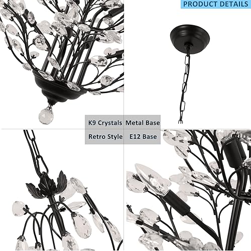 Miniatura 2 de Maxax Candelabros de cristal vintage, 8 luces ajustables de cristal K9 colgante de iluminación de techo, lámparas de techo para comedor, sala de