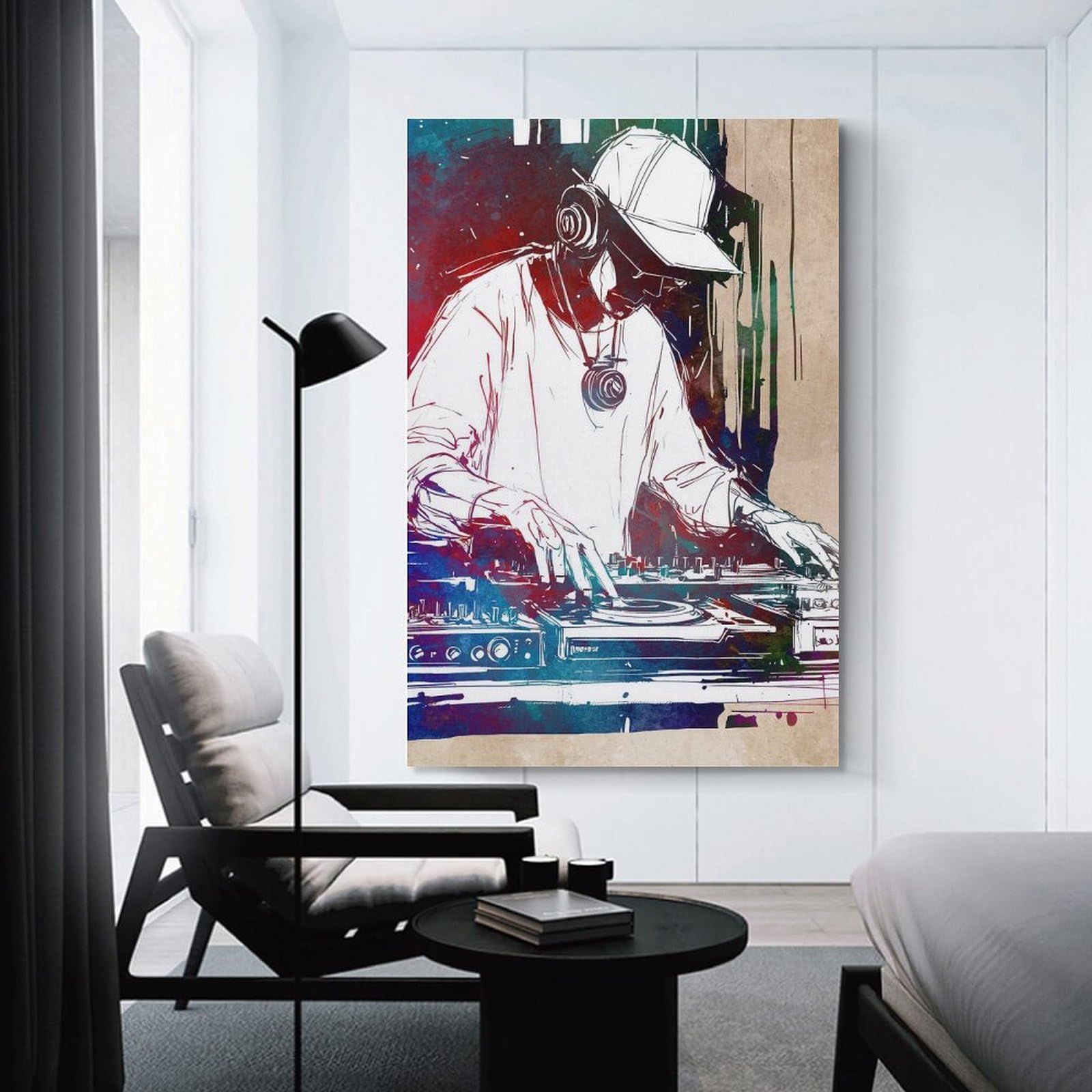 Junmoney Room Decor Wall Art DJ Watercolor Art, 24x36inch(60x90cm), for Feature Walls in Flats Or Modern Rooms, An Easy Match for Collected Prints