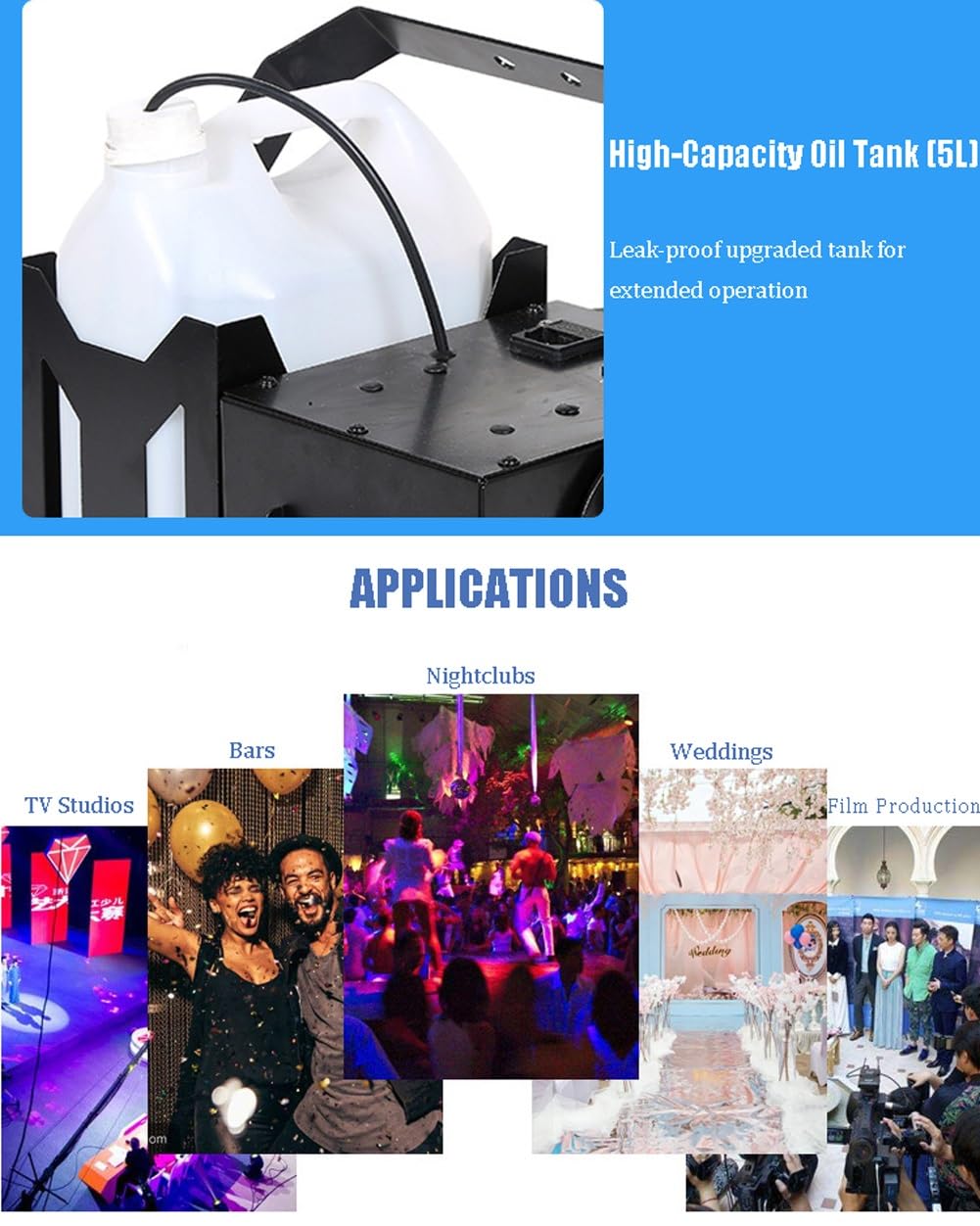 Macchina per inneve, professionale, 1000 W/1500 W, con telecomando, per eventi interni ed esterni, palcoscenico, DJ, Natale, matrimoni