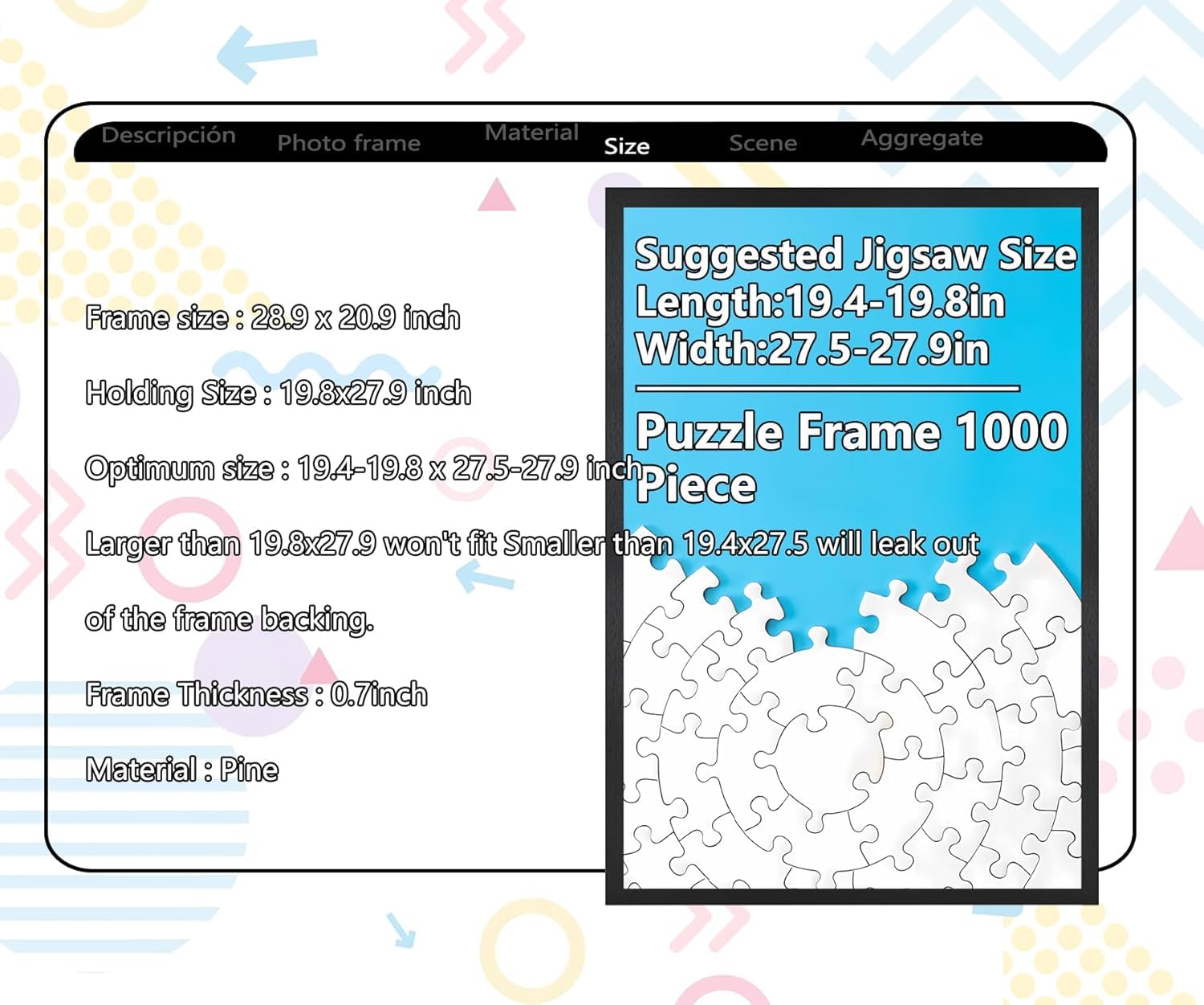 Amazon | ジグソーパズル 1000ピース フレーム付き 20 x 27インチ