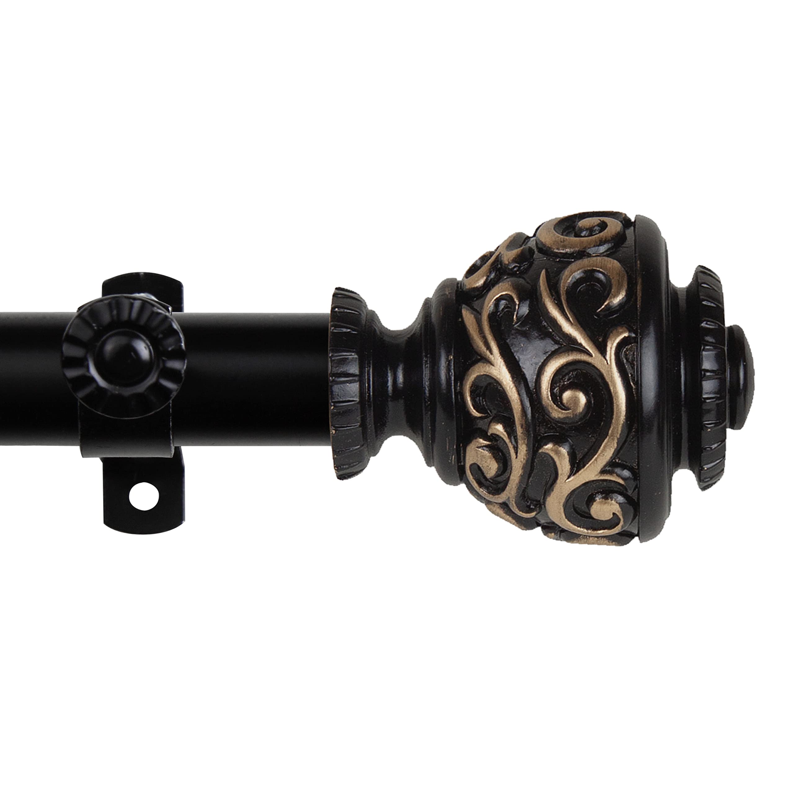 A&F Rod Décor - Jamila 13/16" Single Curtain Rod 48-84 inch - Black