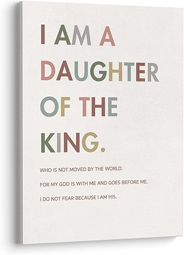 XWELLDAN Lienzo decorativo para pared con versículo bíblico religioso cristiano I am a Daughter of the King Girl, decoración artística de pared para