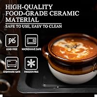 Vista 2 de Tazones de Sopa de Cebolla Francesa con Asas, Cuencos de Cerámica para Servir Sopa de 16 Oz Crocks - Cuencos Aptos para Horno para Chile, Estofado