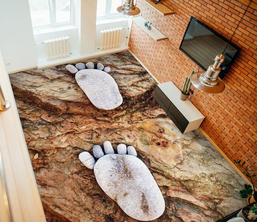Papel Pintado Fotográfico 3D De Tama?o Personalizado Huellas De Papel Pintado Autoadhesivo Con Patrón De Roca 3D Pegatinas De Vinilo Para Suelos-Calcomanías De Pared Para Cocina Y Ba?o 350x245cm