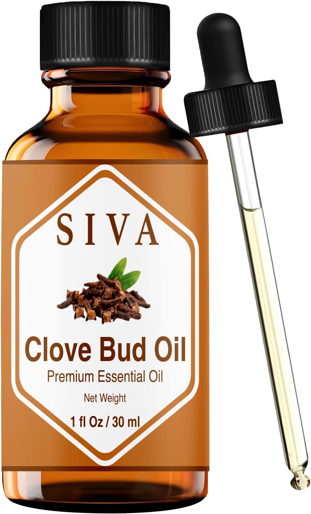Siva Clove Bud Essential Oil - 1 Fl Oz – 100% Natural Clove Bud Oil - for Diffuser, Face, Skin Care, Aromatherapy, Hair Care, Scalp and Body Massage - with Dropper