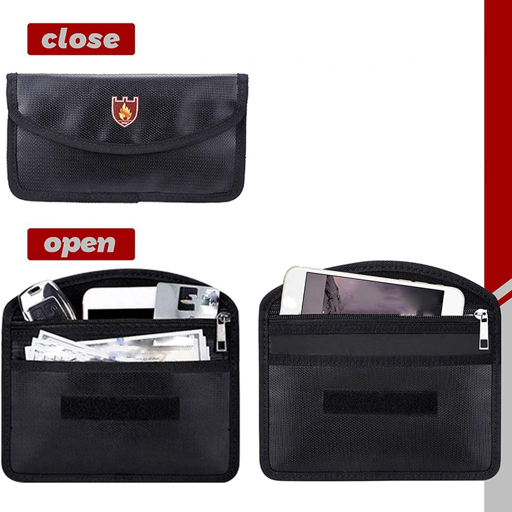 2 bolsas organizadoras de archivos ignífugas, caja de documentos ignífuga e impermeable con bolsa de dinero, bolsa segura ignífuga con cerradura