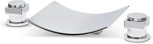 Miniatura 1 de Grifo de bañera cromado en cascada - Montaje en cubierta de bañera - actualización de bañera de hidromasaje - 100% latón, acabado cromado - Fácil