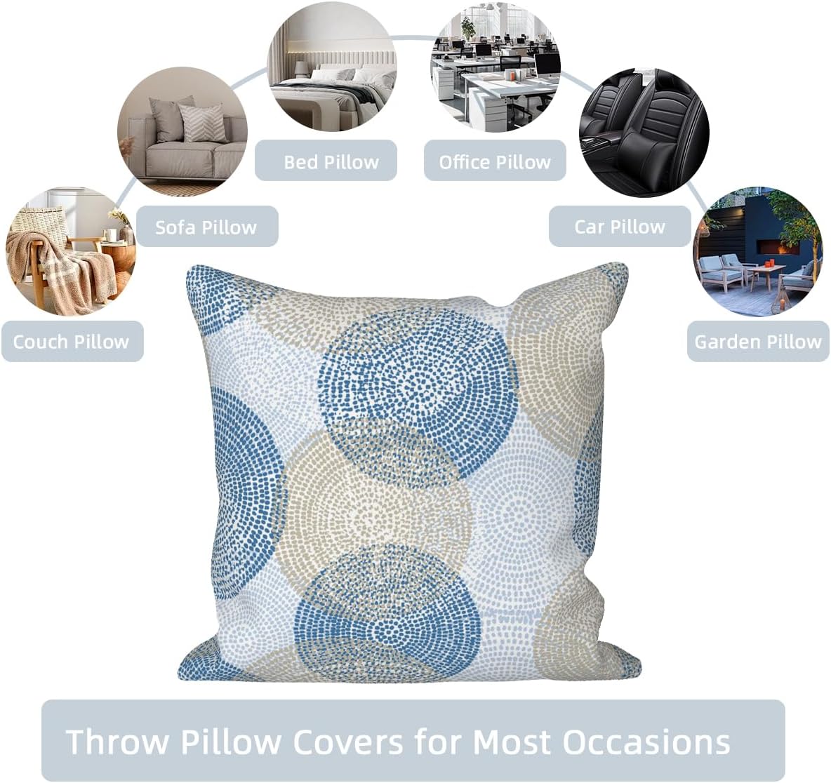 Light Blue Pillow Covers 18''x18'' Set of 4, Rustic Floral Sofa Cushion Covers Geometry Printed Pillowcases for Couch Sofa Bedroom Farmhouse Livingroom Garden Patio Car Outdoor Decorative