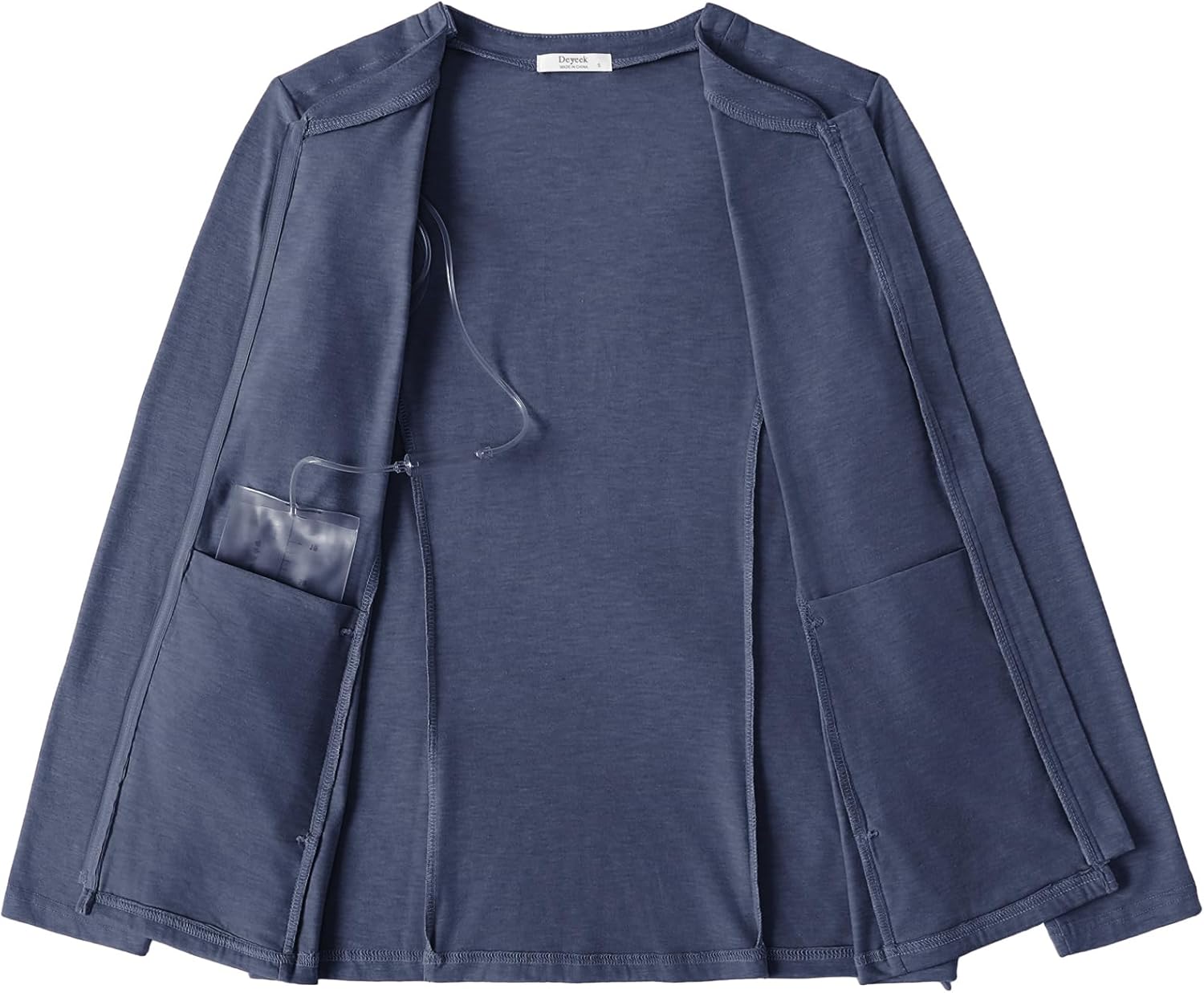 Deyeek Mastectomy Shirts with Drain Pockets Post Shoulder Surgery Tops for Women Chemo Port Long Sleeve with Zippers - Image 9