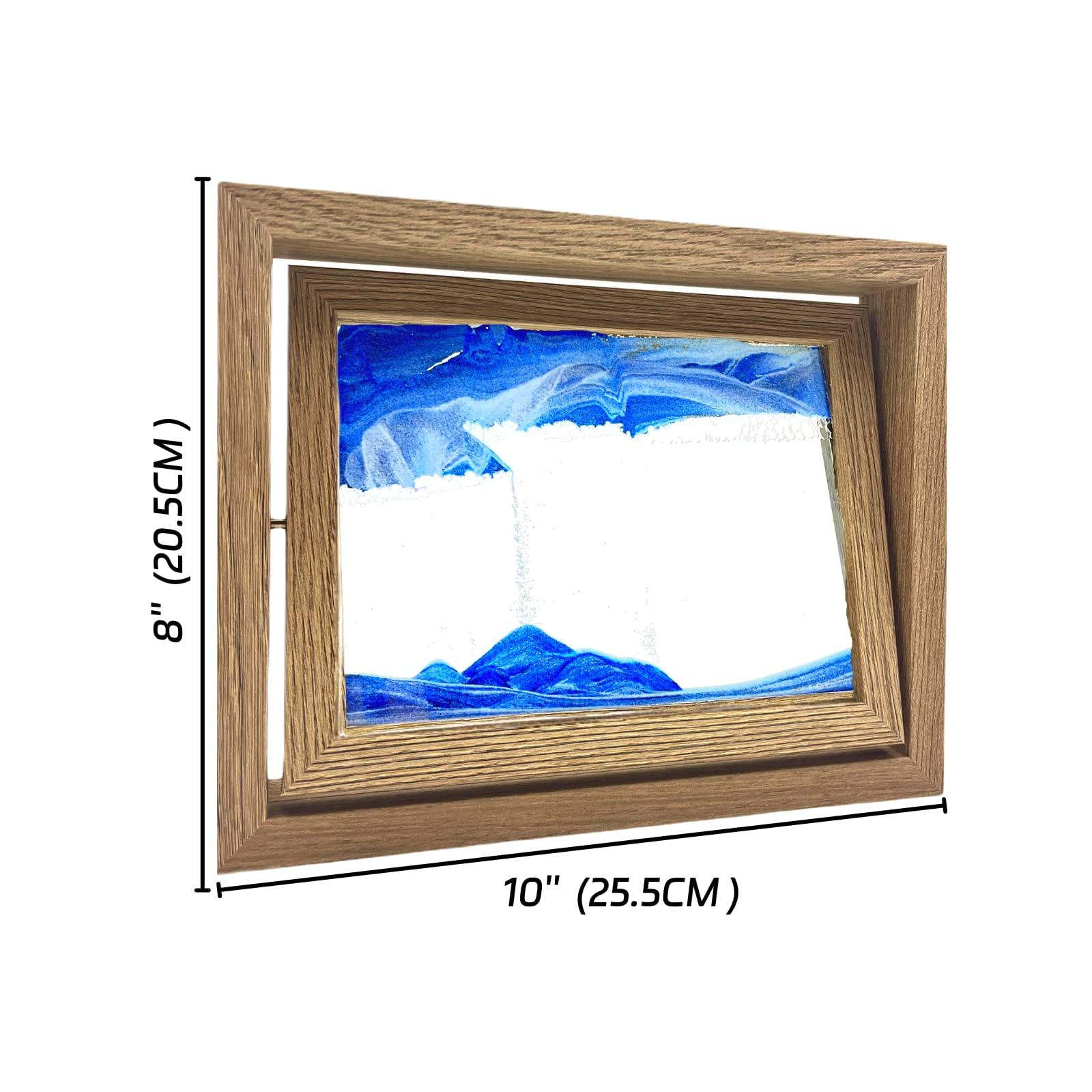 Moving Sand Art Desktop Display, Purple Sand with Wooden Frame, Calming Office Decor (BLUE) 2