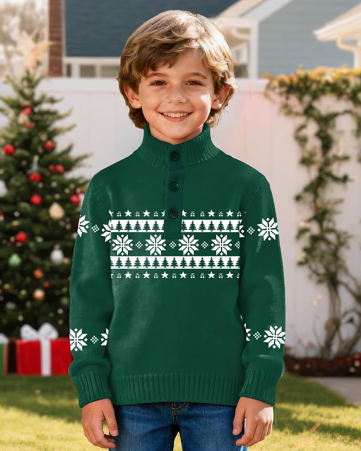 Remimi Kids Christmas Sweater Boys Girls Xmas Snowflake Pullover