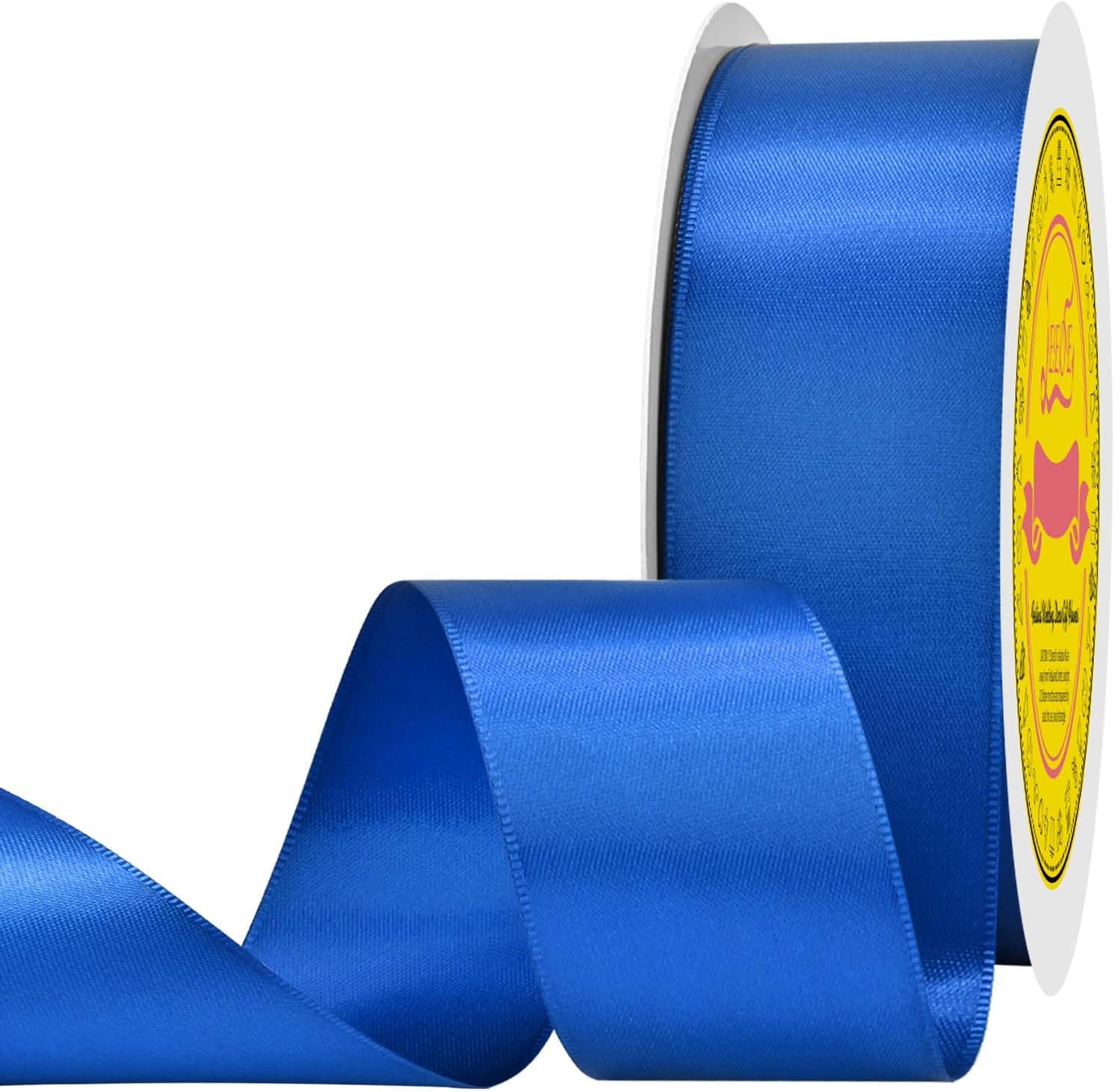 Double Face Satin Ribbon 1-1/2 inch X 50 Yards Polyester Royal Blue Ribbon for Gift Wrapping Very Suitable for Weddings Party Hair Bow Invitation Decorations