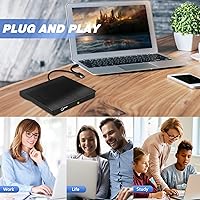 Vista 7 de Gotega Unidad de DVD externa USB 3.0 tipo C USB C, portátil, CD/DVD +/-RW, unidad de disco externa, reproductor de DVD externo para portátil, CD/DVD