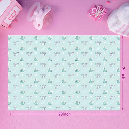 Miniatura 4 de BULKYTREE Papel de regalo para baby shower para niñas recién nacidas, lindos elefantes, ballenas y pájaros, papel de regalo para fiesta de