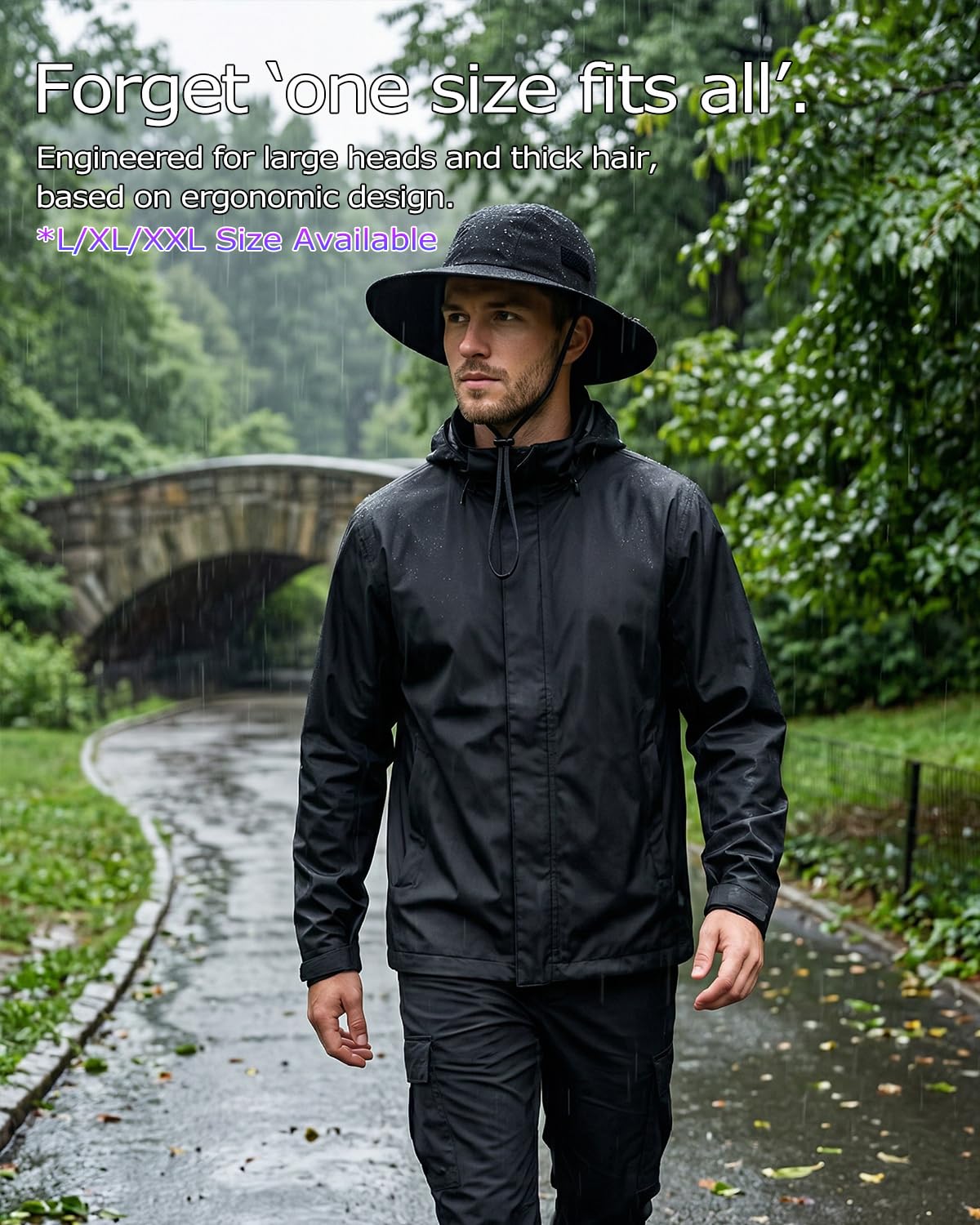 Zylioo L/XL/XXL wodoszczelny kapelusz rybacki na dużą głowę, UPF50+, ochrona przed słońcem, letni kapelusz przeciwsłoneczny do użytku na zewnątrz