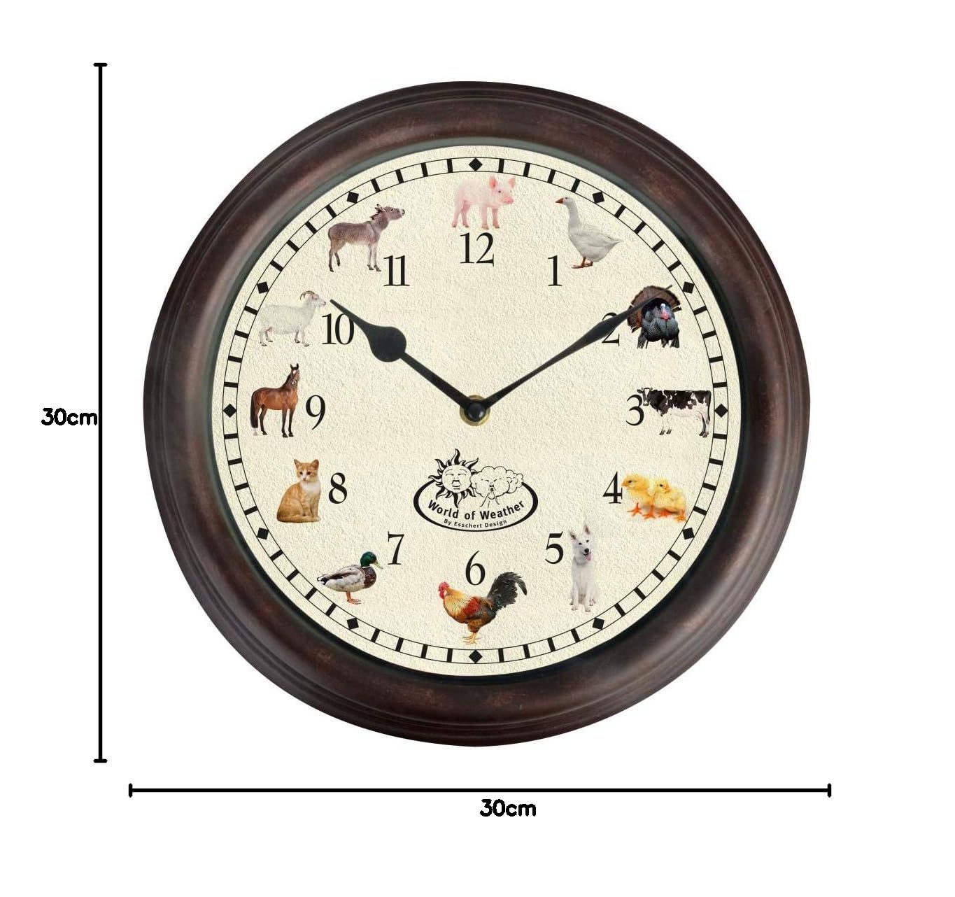 Esschert Design Fallen Fruits TF013 - Orologio sonoro con Animali della  Fattoria, Colori Assortiti : Amazon.it: Casa e cucina
