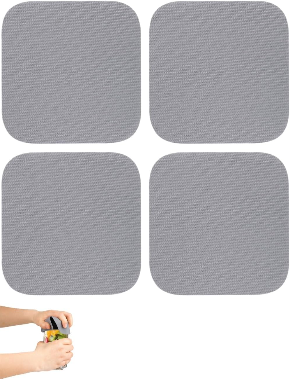 4 Pcs Multifunctional Silicone Bottle Opener Setrubber Jar Opener Grippers Non-Slip Grip Pad & Cup Coaster Jar Openers For Seniors Rubber Jar Opener (5 Inch)