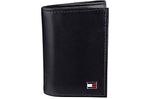 Tommy Hilfiger Men's Compact Trifold Wallet with ID Window and Multiple Card Slots