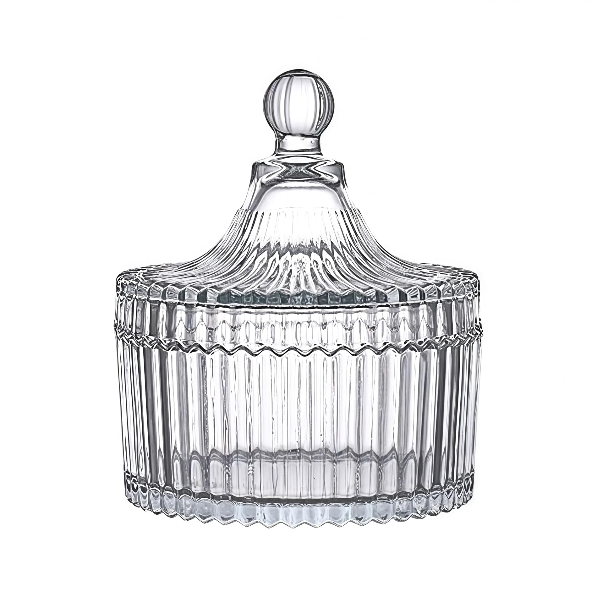 GO2CAMPS Alsaqer 300ml/10oz Tent Shaped Crystal Glass Candy Dish with Lid Candy Box Sugar Bowl Jar Biscuit Barrel Candy Buffet Storage Container for Home Office Desk Decor