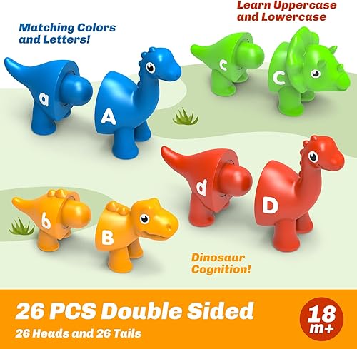 Miniatura 2 de 26 juguetes de aprendizaje del alfabeto de dinosaurio para niños de 18 meses, juguetes educativos Montessori para niños de 3, 4 y 5 años,