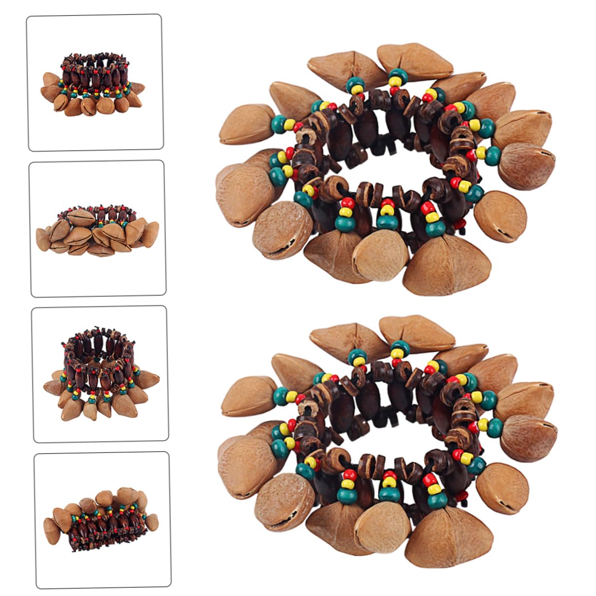 TOYANDONA 4 Piezas Campanilla de cáscara de nuez africana instrumentos de percusión brazalete de nuez juguetes instrumento musical pulsera de nuez tuerca campana de muñeca la campana