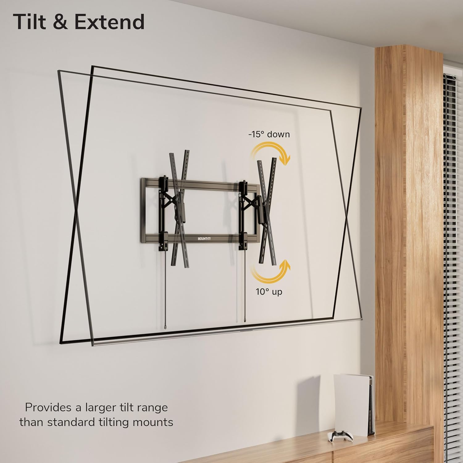 Mount-It! Advanced Extendable Tilt TV Wall Mount for 55–105 Inch TVs, Low Profile 2.1” Heavy-Duty Bracket with 6.8” Extension, Tilt & Swivel, Universal VESA up to 1000×600 mm, Fits 16/24/32” Studs
