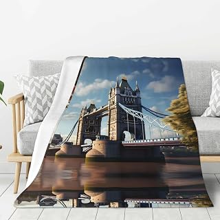 Historic Old Tower Bridge London Pattern Thicken Flannel Blanket 80"x60" : Lightweight, Warm and Durable, Super Soft and Feels Great