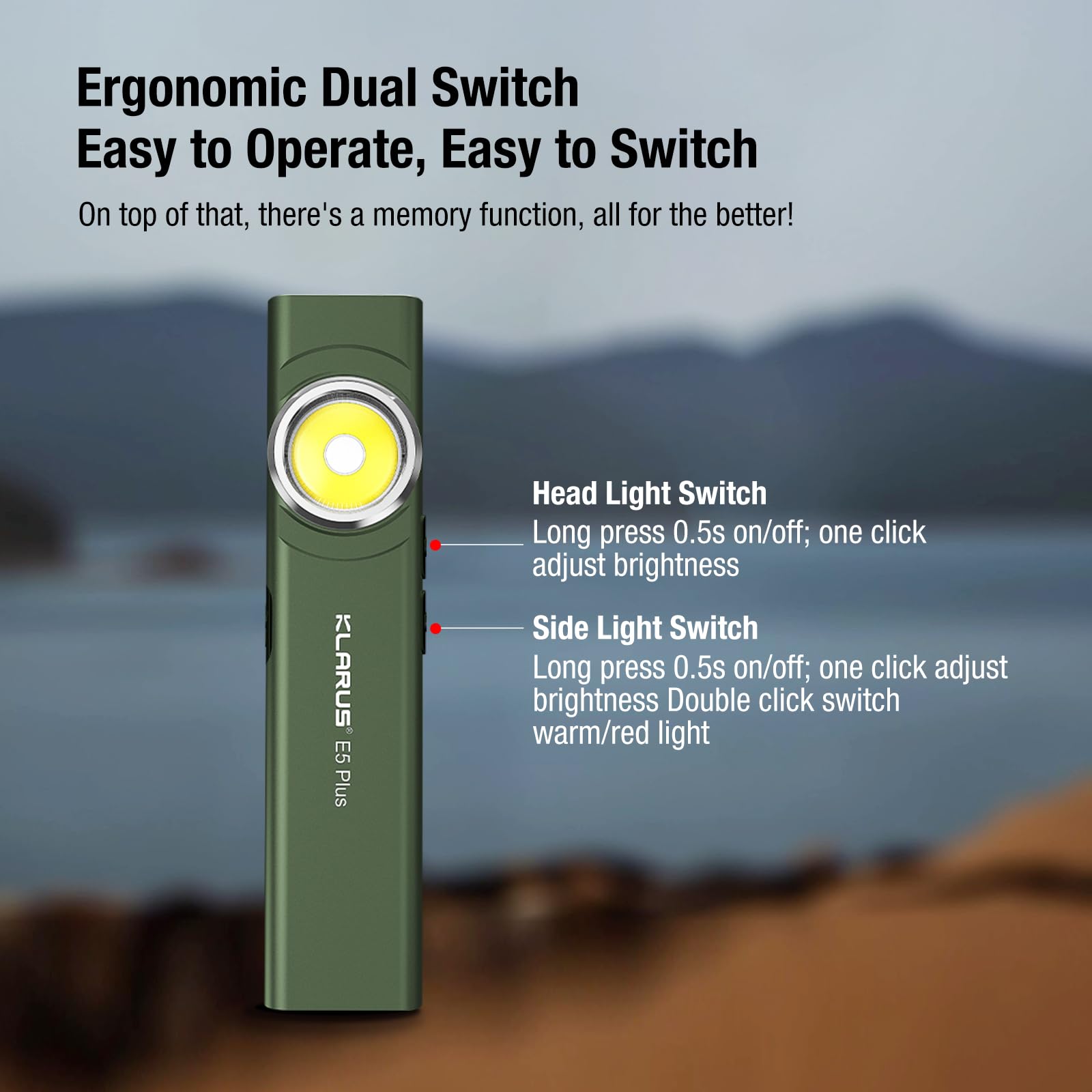 Klarus E5 Plus, Ultra-Slim Dual Switch 3-Light Sources EDC Flashlight, 650 Lumens, USB-C Rechargeable, IPX4 - Image 4