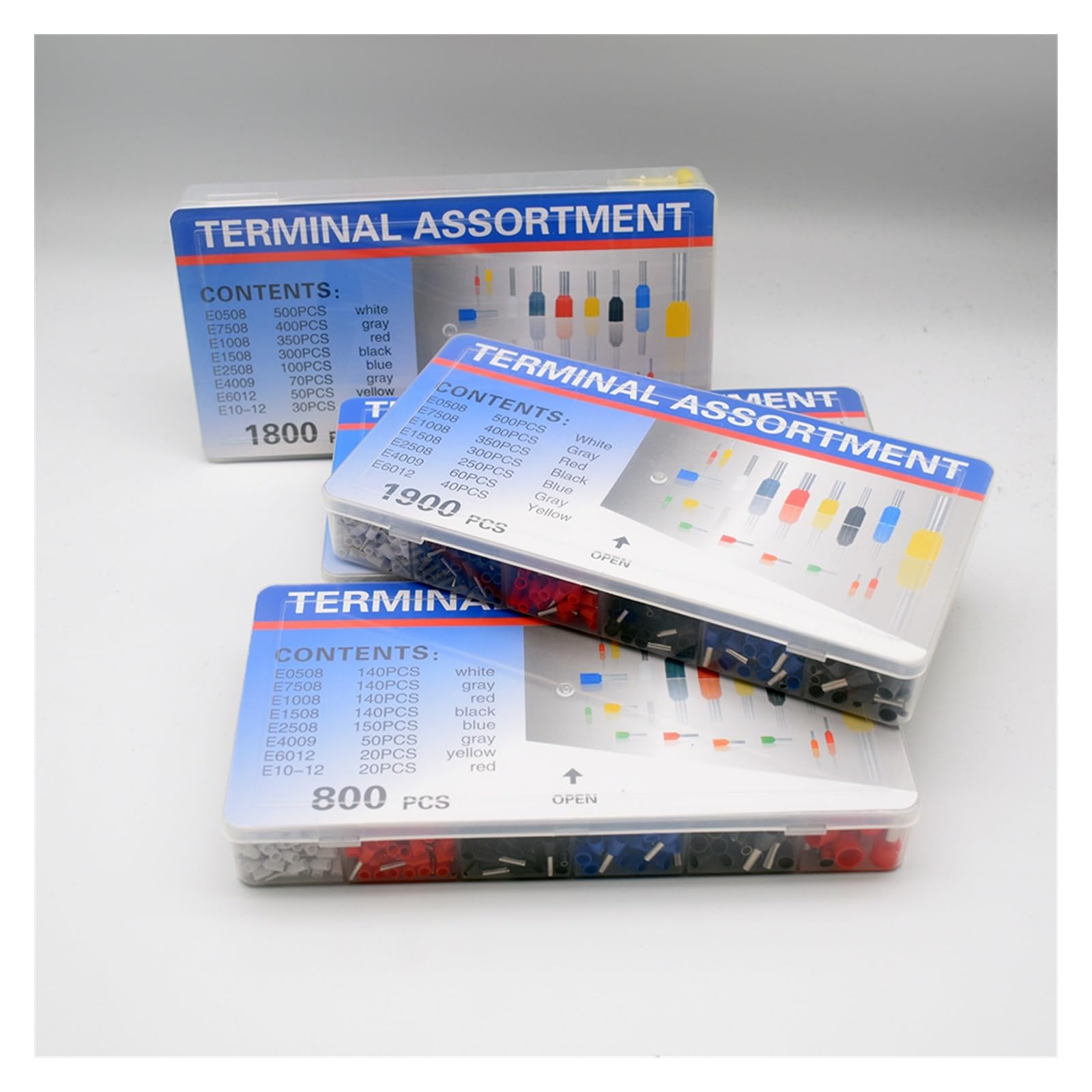 AARTERZZA 800 1200PCS 1900PCS Wire Ferrules Connectors Terminals Kit Assortment Ferrule Wire Connector Kit Insulated Cord Pin End AWG 22-7(1900pcs)