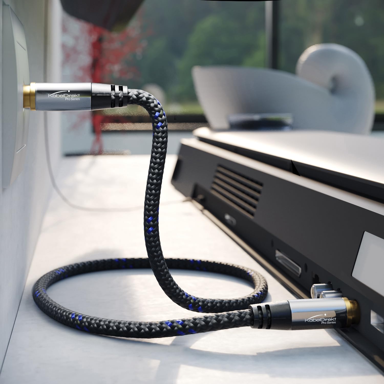 KabelDirekt – Cavo antenna TV 4K, cavo coassiale – 1 m – con connettore in metallo infrangibile per la TV digitale e analogica – intrecciato (intrecciato, connettore antenna su presa)