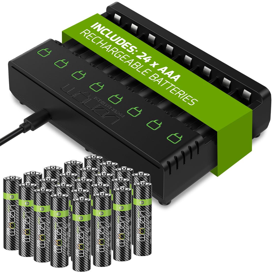 Venom Rechargeable Battery Charging Dock plus 24 x AAA 800mAh Batteries
