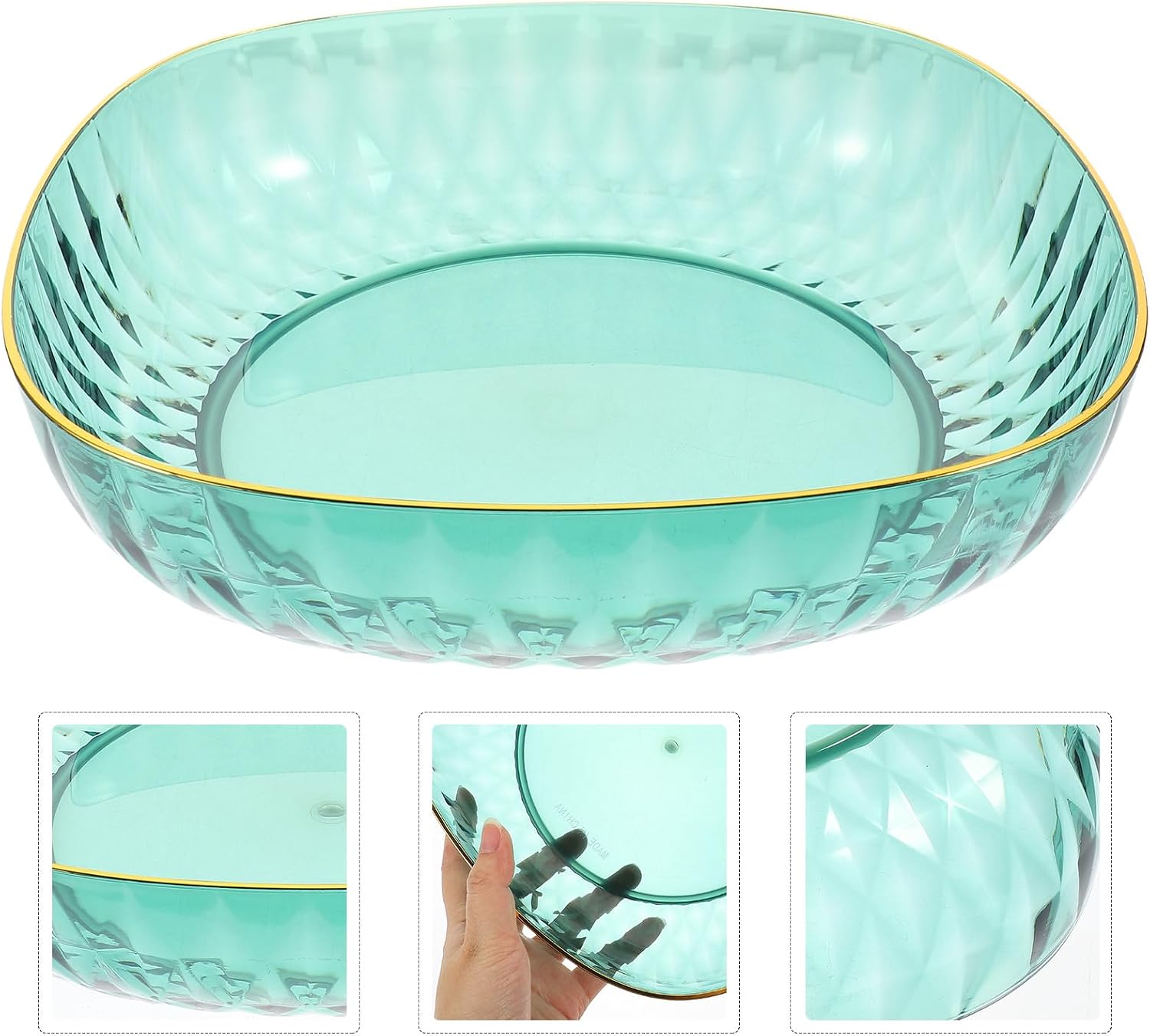 Green Plastic Salad Bowl for Fruit, Dessert, Candy Storage Xmas