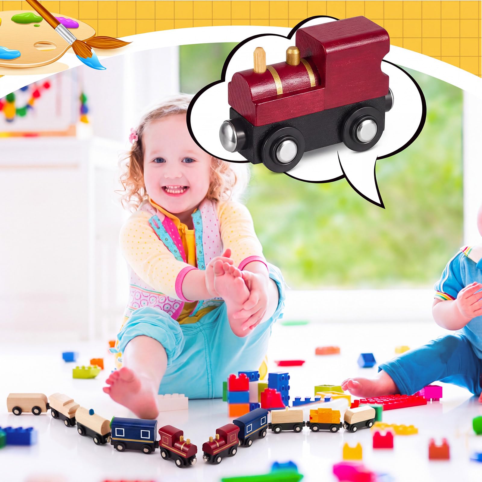 Magnetic Wooden Train Cars - 30 Pcs -6