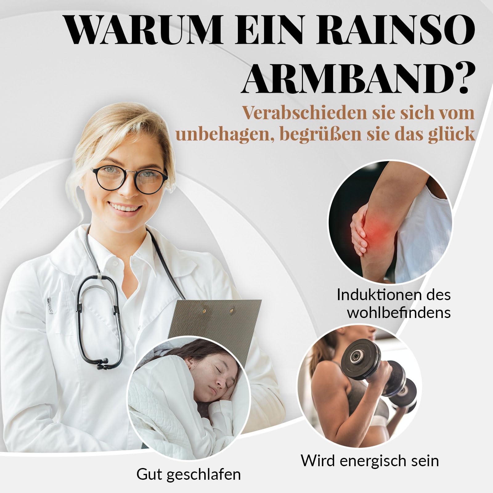 RainSo Starkes Therapeutisches Magnetarmband für Damen aus Titan - Magnetisches Titan Armband(Silber)