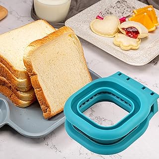 Sandwich Cutter and Sealer, Stainless Steel Decruster Sandwich Maker, Square Sandwich Cutters for Lunch, Crustless Breakfast Sandwich Cutter and Sealer Set for Lunchbox and Bento Box(Blue)