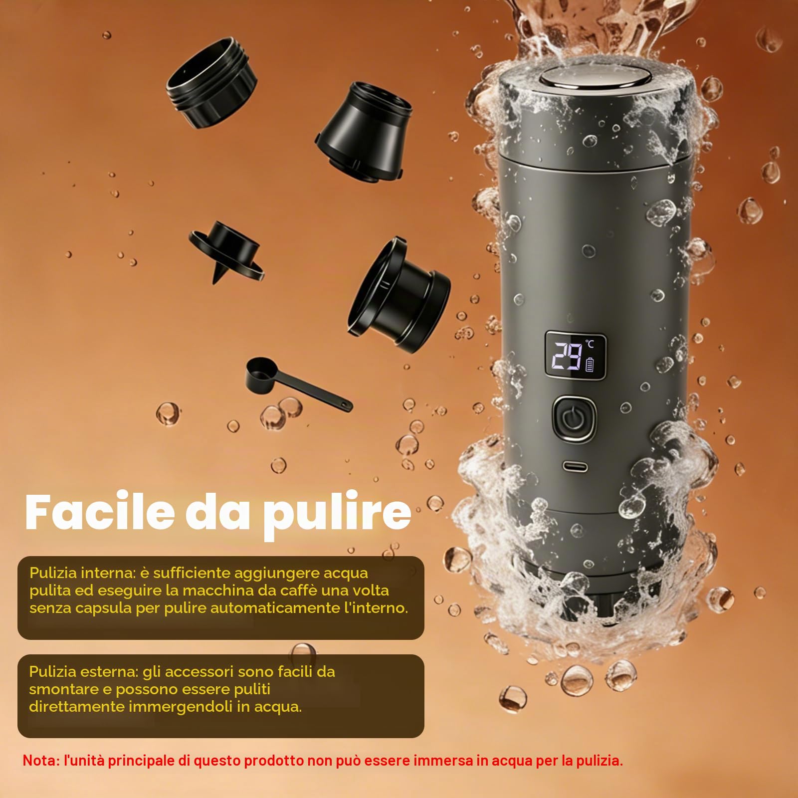 Macchina da caffè 3-in-1 portatile con batteria – 20 bar, estrazione a freddo/caldo, compatibile con capsule e caffè macinato, 7800 mAh USB-C, mini macchina da caffè per campeggio, auto, ufficio e