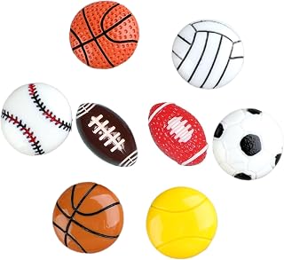 16 Pcs Tiny Resin Sports Ball Embellishments – 25 mm Flatback Basketball, Baseball, Volleyball, Soccer, Tennis & Rugby Charms Beads for DIY Crafts, Scrapbooking, Jewelry, Phone Case & Party Decorations