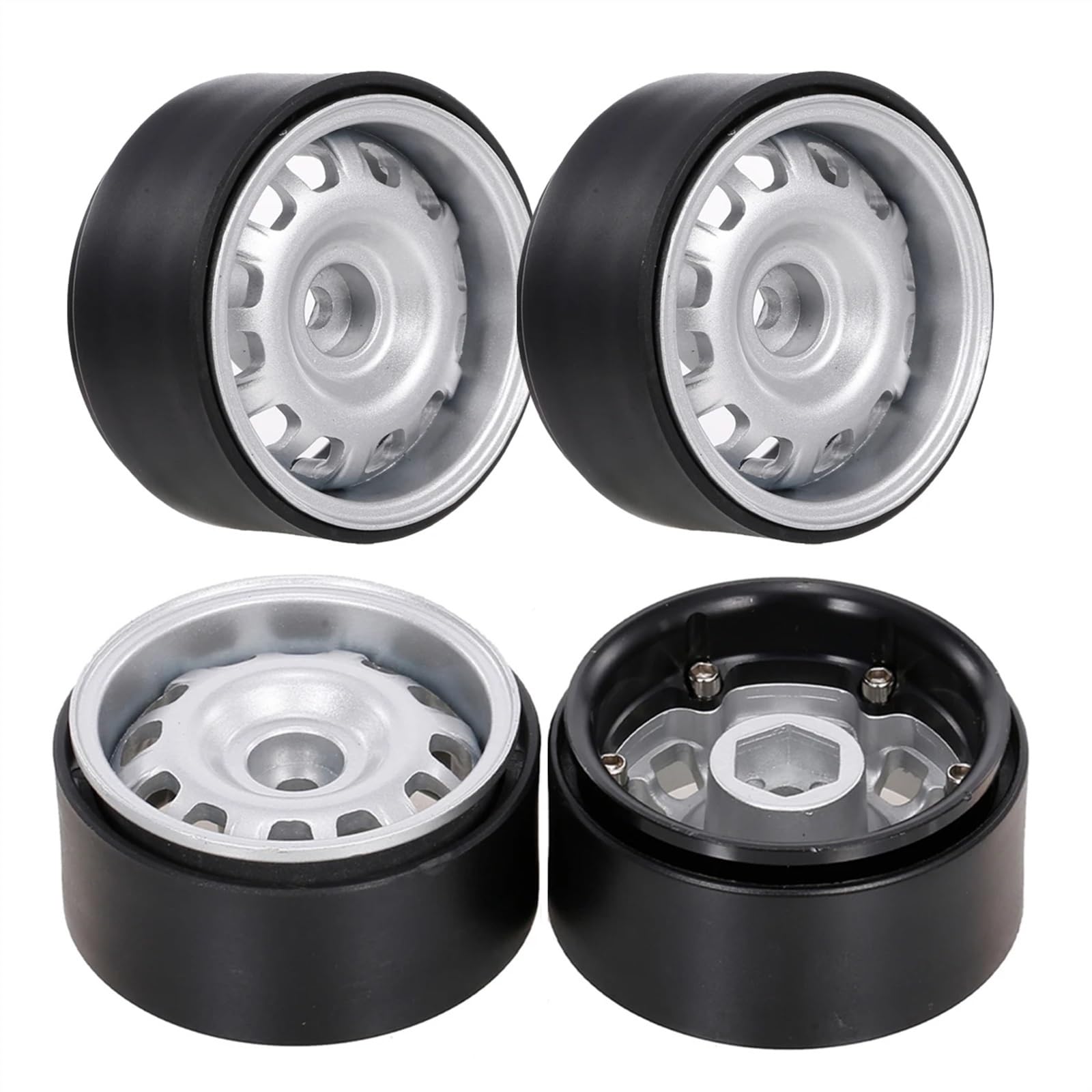 KE88FENG 4PCS 1.9" Beadlock Wheel Rims, for 1/10 RC Crawler Car for Axial SCX10 II 90046 for Traxxas for TRX-4 for RedCat Gen8(Silver)