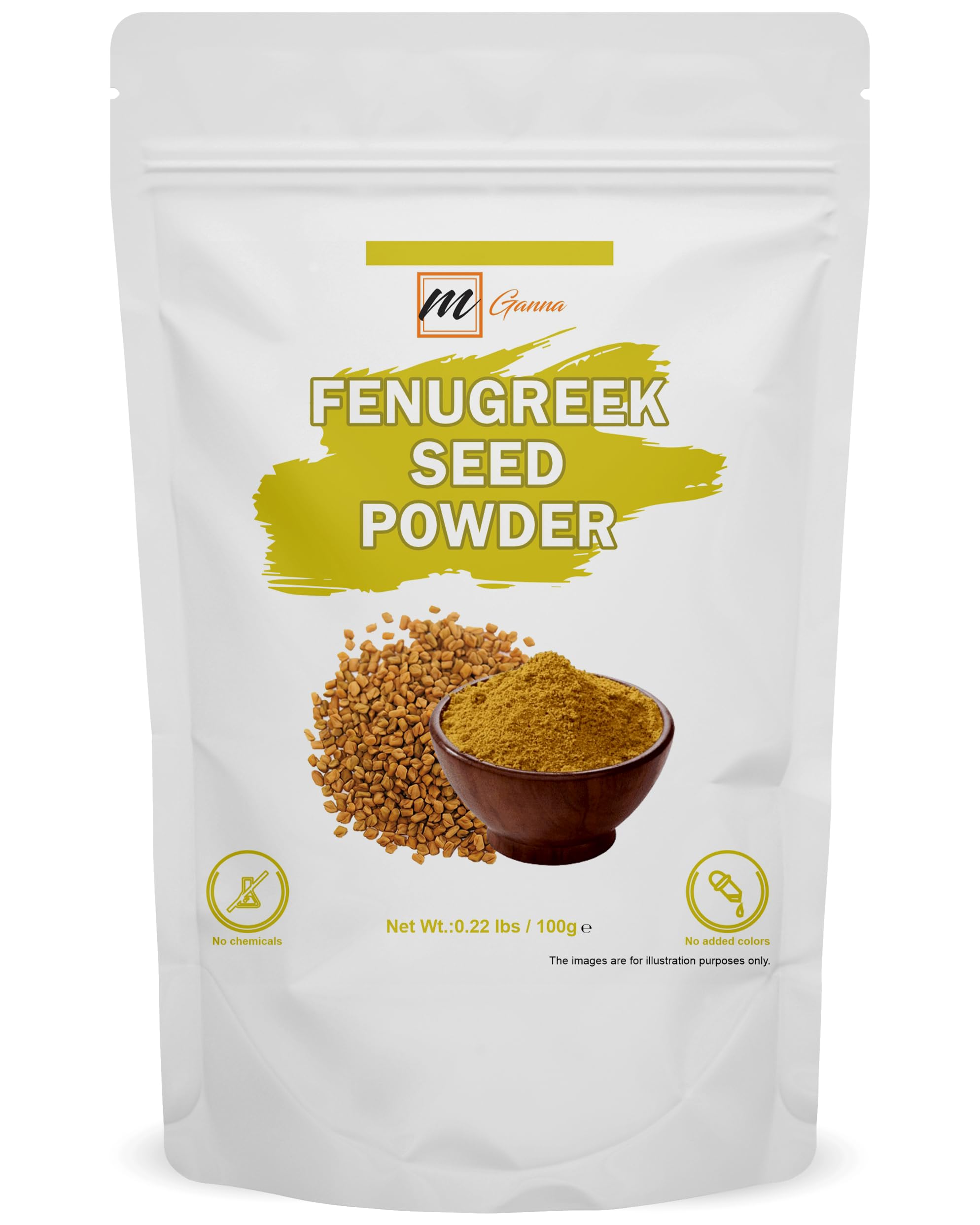 mGanna 100% Natural Fenugreek Seed Powder 0.22 lbs/ 100 g Trigonella Foenum graecum Seed Powder for Hair Care | Hair Nourishment & Ayurvedic Spice