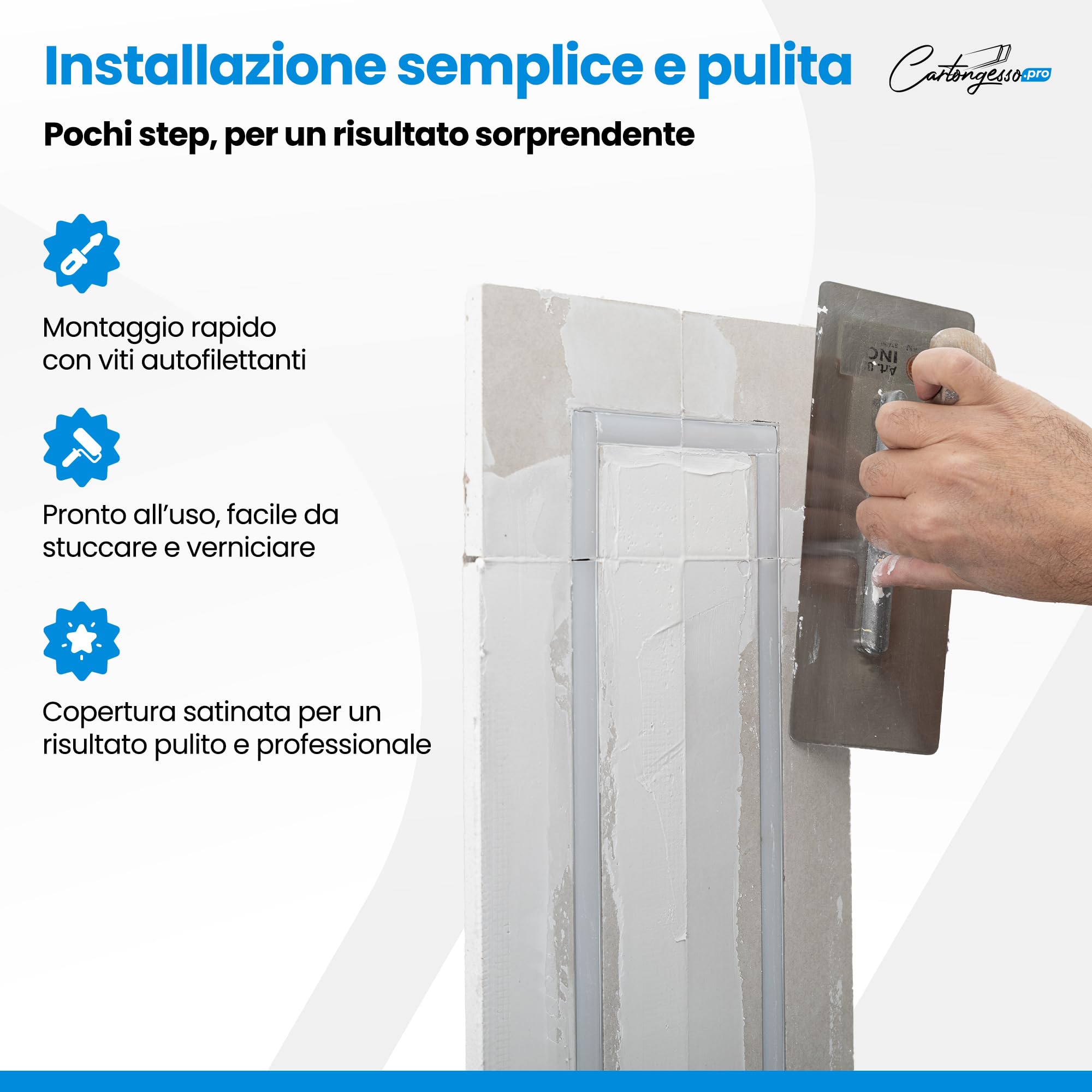 Profilo led cartongesso 2 mt x 12 cm| Profili Led Integrato nel cartongesso |Taglio di Luce Integrata nel Cartongesso | Profilo porta led in cartongesso 2 mt x 12 cm