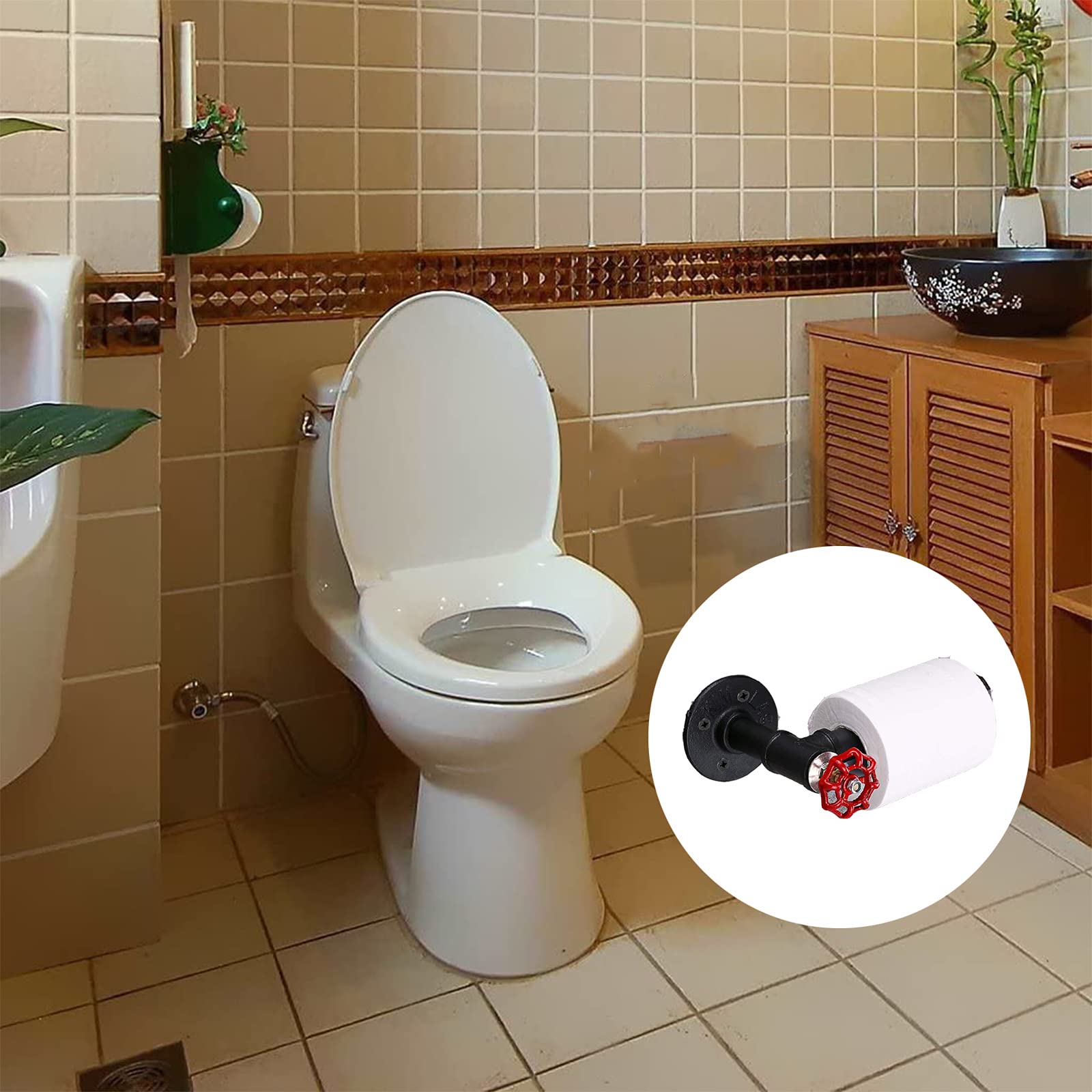 Toilettenpapierhalter Aus Eisen Im Antik-Stil – Rustikale Badezimmer-Deko, 14x9x9 Cm, Mit Holzrolle