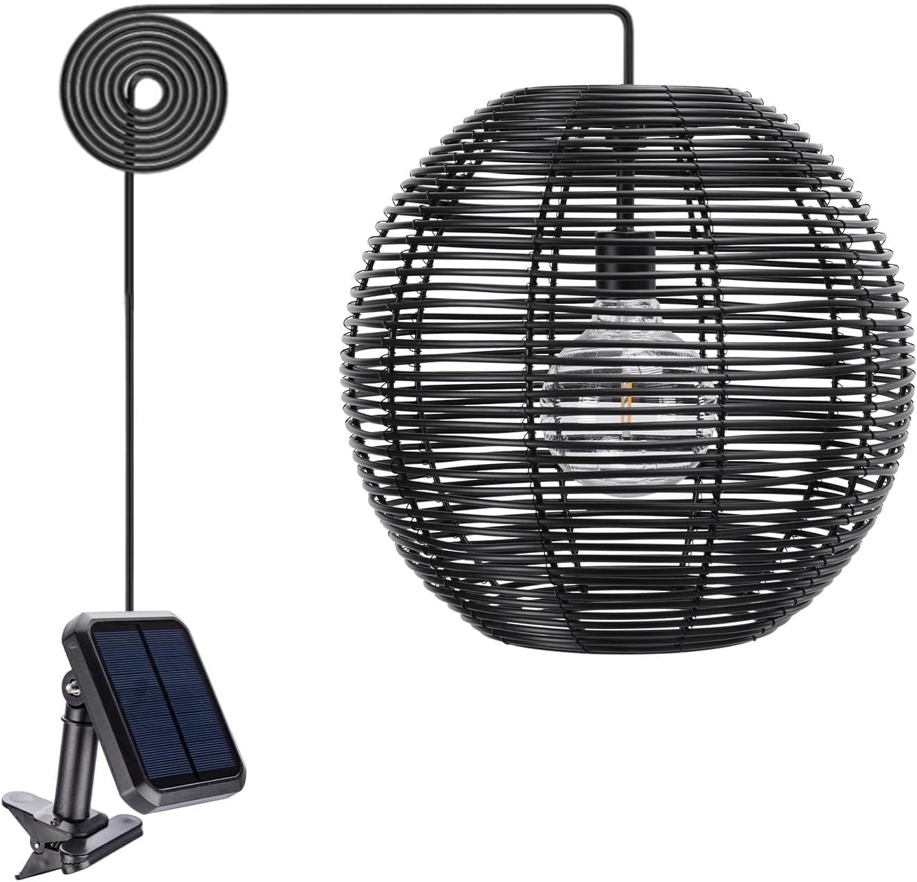 Solar Outdoor Pendant Light 12 Inch Outdoor Chandelier Hanging Lantern with Remote Control Waterproof LED Patio Light for Porch, Gazebo, Backyard, Garden, Deck, Balcony