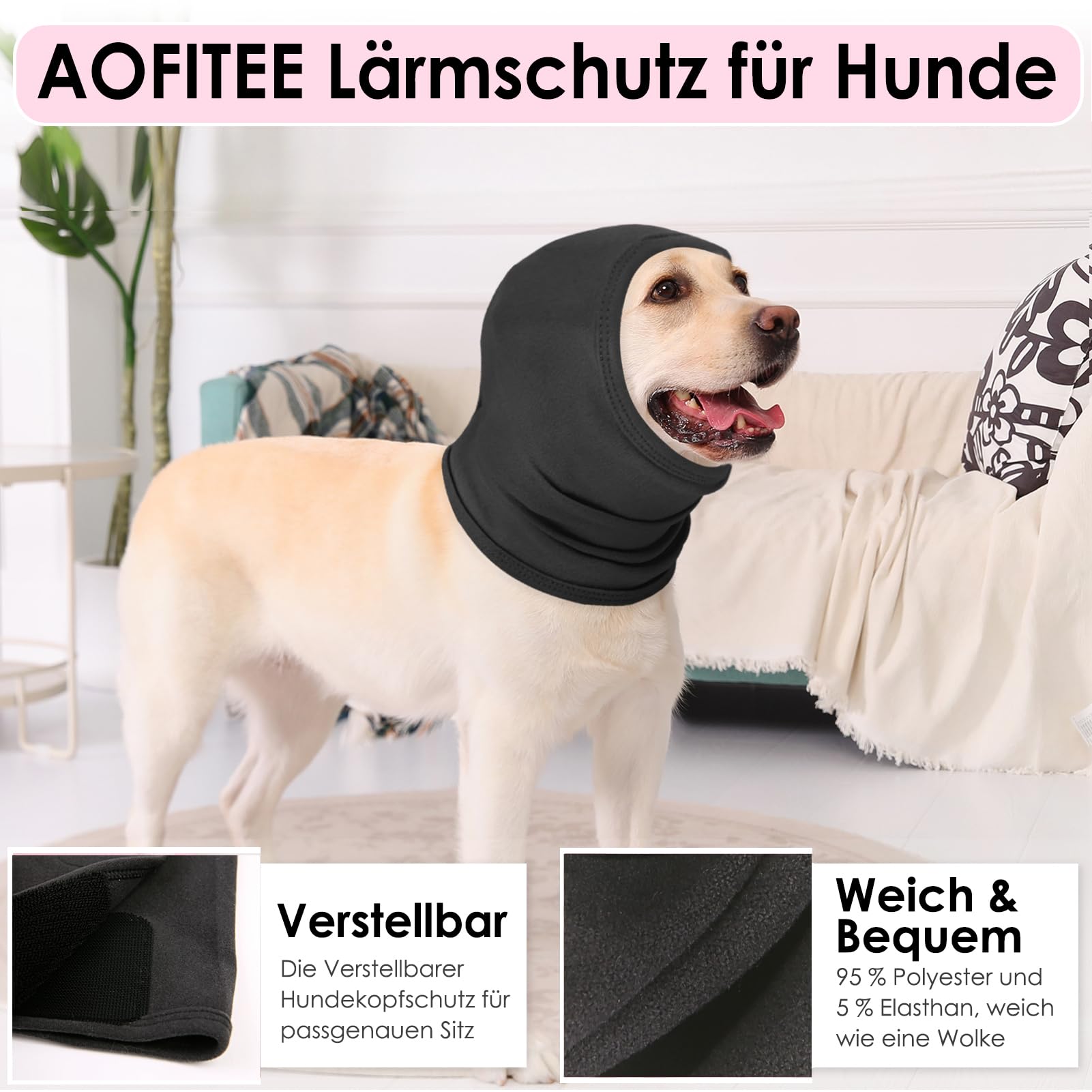AOFITEE Ohrenschutz für Kleine Hunde, Hund Ohrenschützer Lärmschutz Gehörschutz Hunde Silvester, Haustier Snood Ohrenschutz Lärmschutz Hund Ohrenschützer zur Geräuschreduzierung