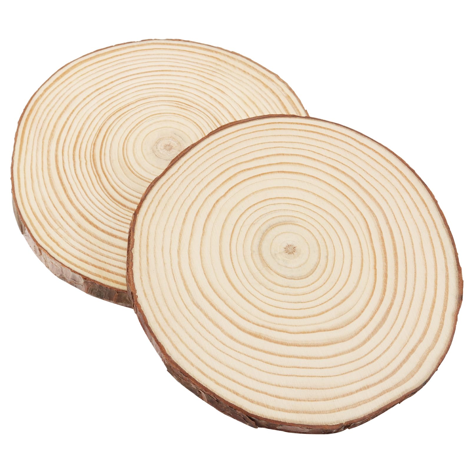 HAKZEON 20 Stück 14–16 cm natürliche Holzscheiben, 1 cm dick, unlackierte Holzkreise, runde Holzscheiben für Bastelarbeiten, Hochzeitsdekorationen, Weihnachten, Heimdekoration, 14–16 cm Durchmesser