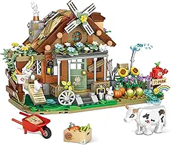 Conjunto de Blocos de Montar Construção Fazenda em Miniatura - Modelos Criativos de Animais de Fazenda, Blocos DIY