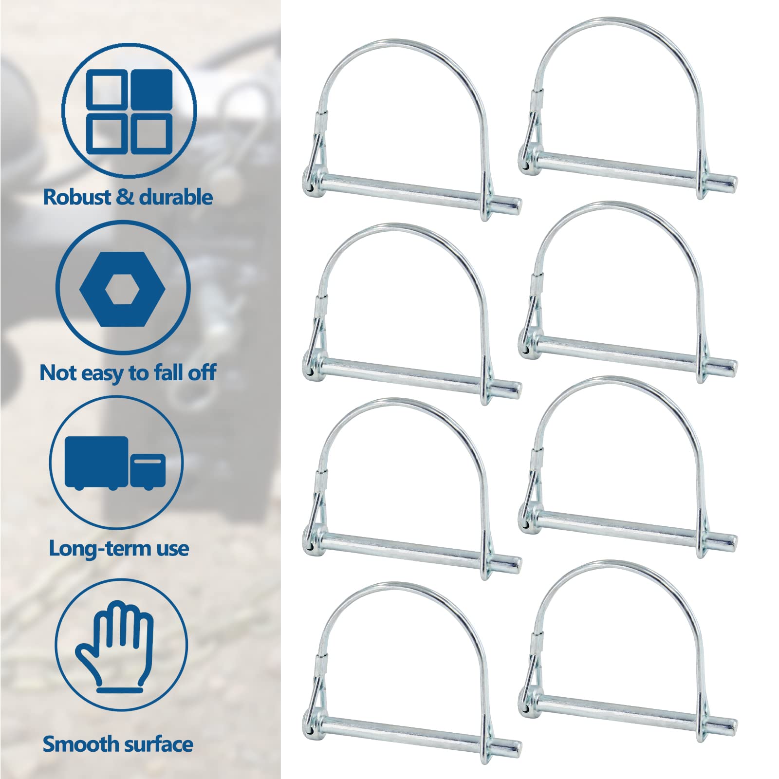 Kemcatui 10-Pack Square Shaft Locking Pin – 1/4" X 3" Heavy Duty Safety Coupler Pin For Trailers, Farm, Lawn, And Garden Equipment
