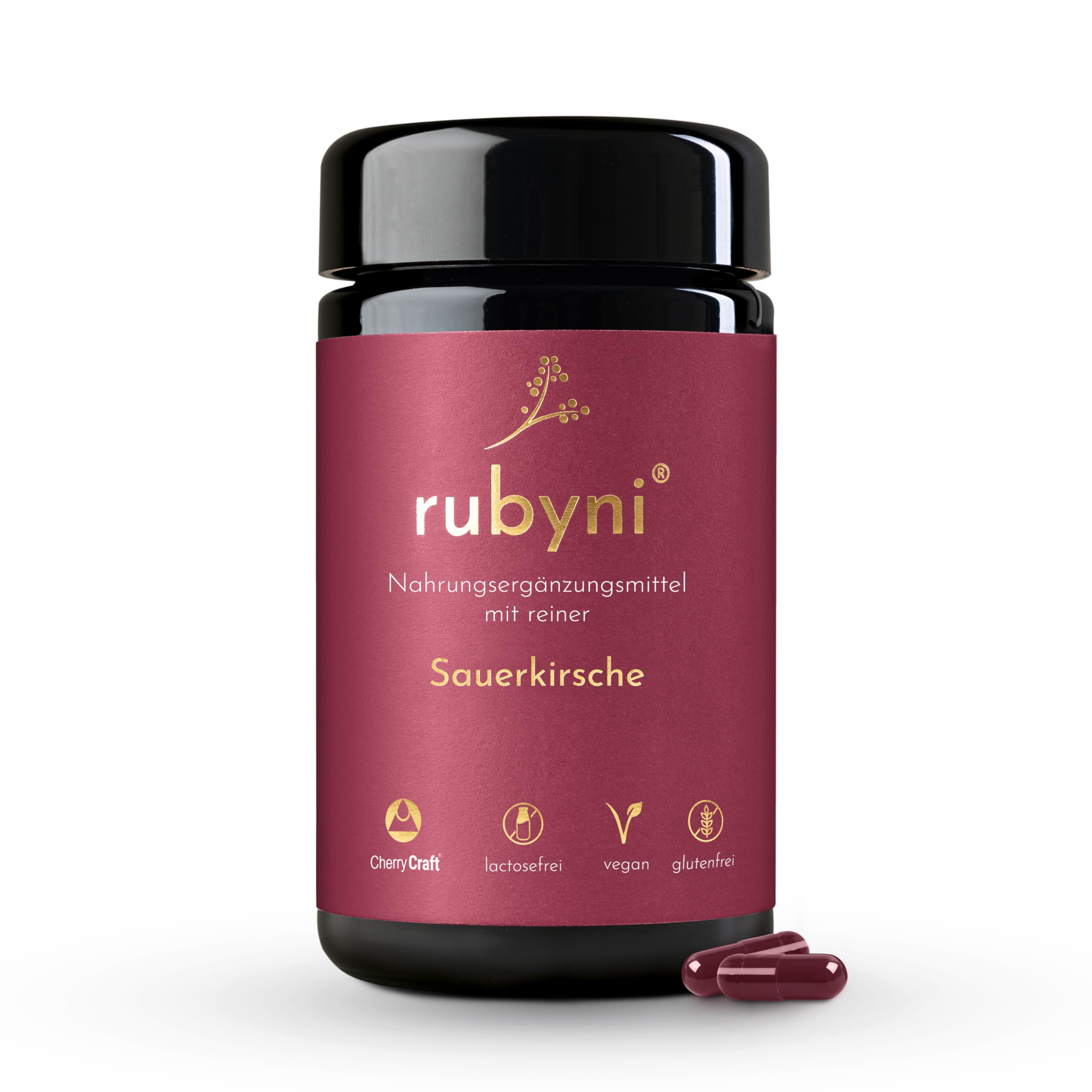Sauerkirsche - 90 Kapseln - Vegan, gluten- & laktosefrei | 360mg Sauerkirschenextrakt pro Kapsel (= 112.000mg Kirschen pro Tagesdosis) - CherryCraft - 100% Rein & Laborgeprüft