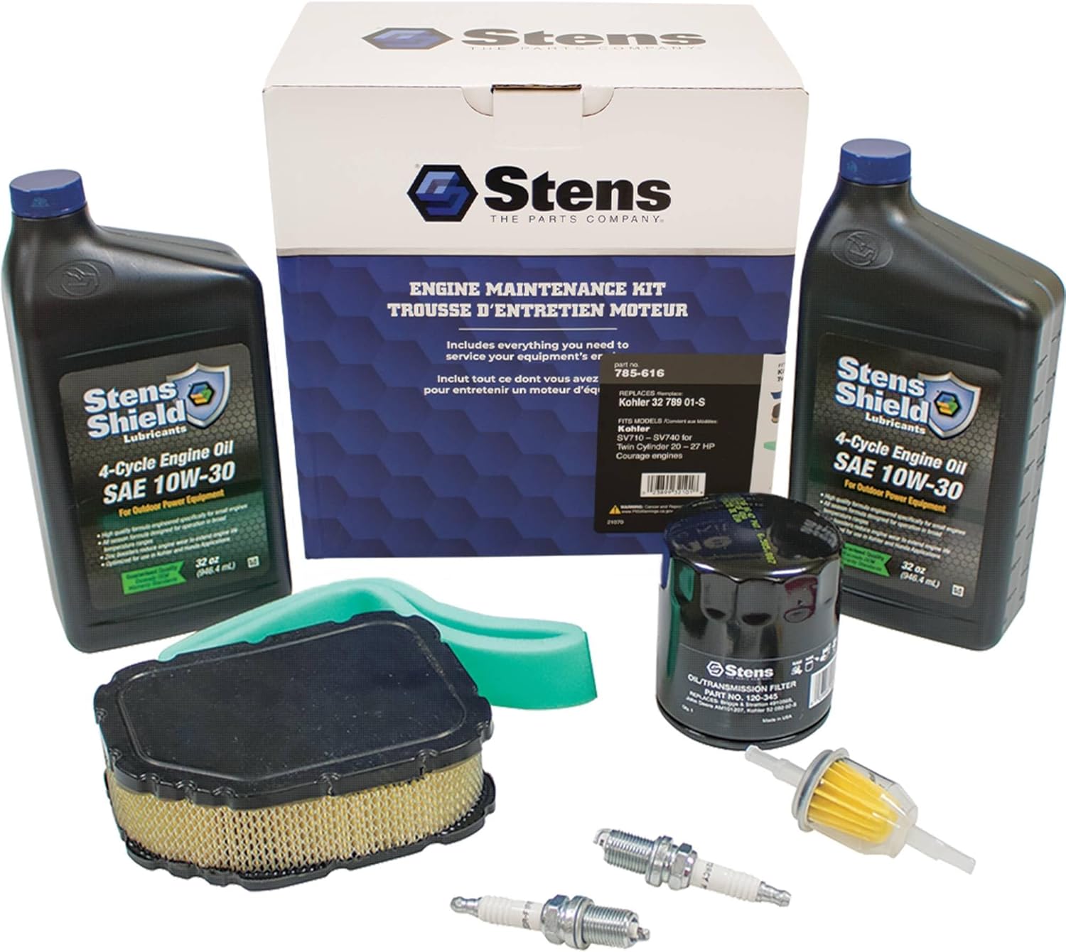 Stens Engine Maintenance Kit 785-616 Compatible with Kohler SV710-SV740, for twin cylinder 20-27 HP Courage engines 21542700, 21542800, 32 789 01-S, 705058