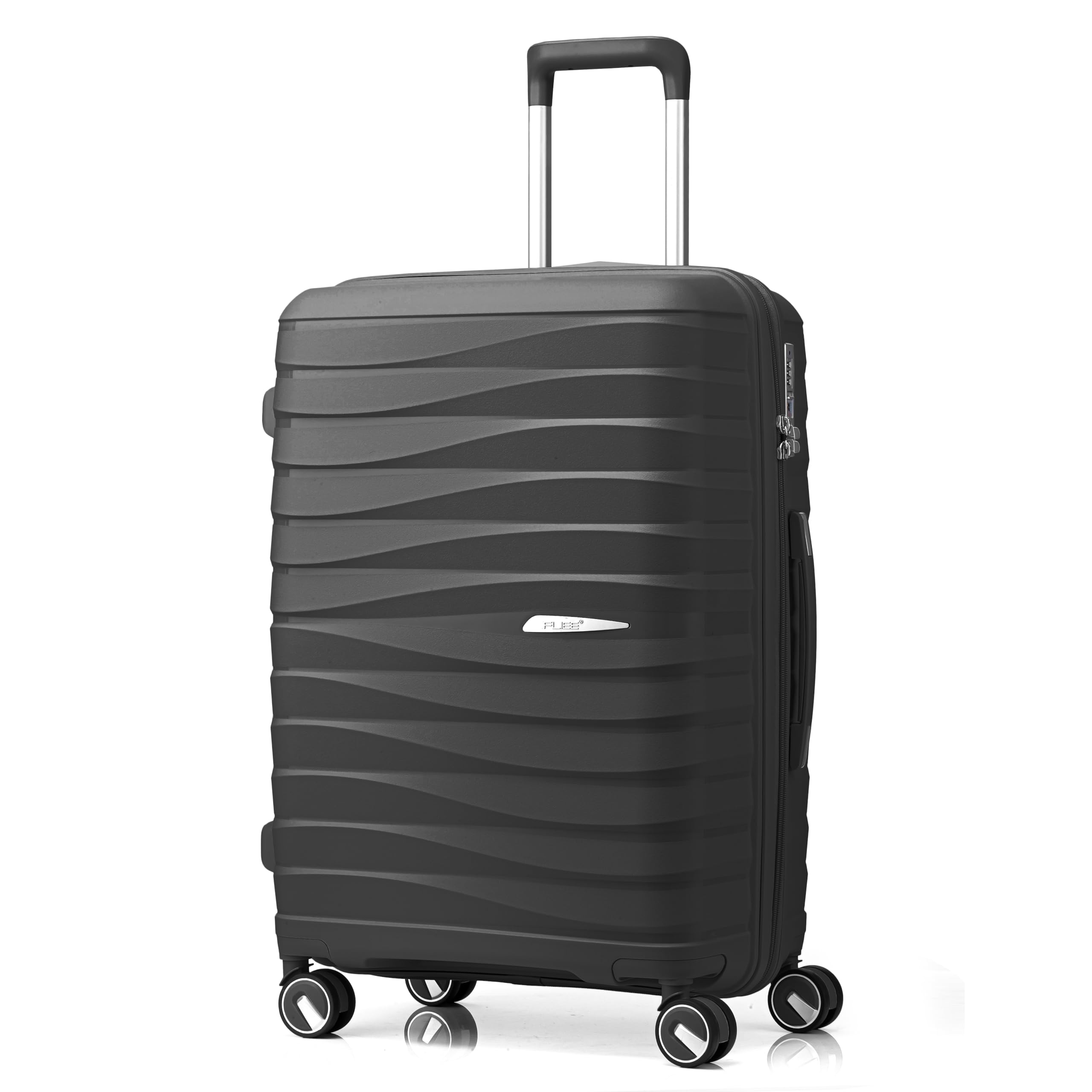 Medium Hard Shell Suitcase| Luggage | Lightweight Suitcase | Aluminum Telescopic Handle | TSA 3 Digit Combination Lock | 4 Dual Spinner Wheels. (Grey, Medium 24'')