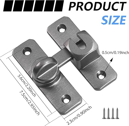 Miniatura 2 de Cerradura de puerta de granero, cerradura de cadena de puerta, cerradura de puerta de tormenta, cerraduras de puerta abatible de 90 o 180 grados,